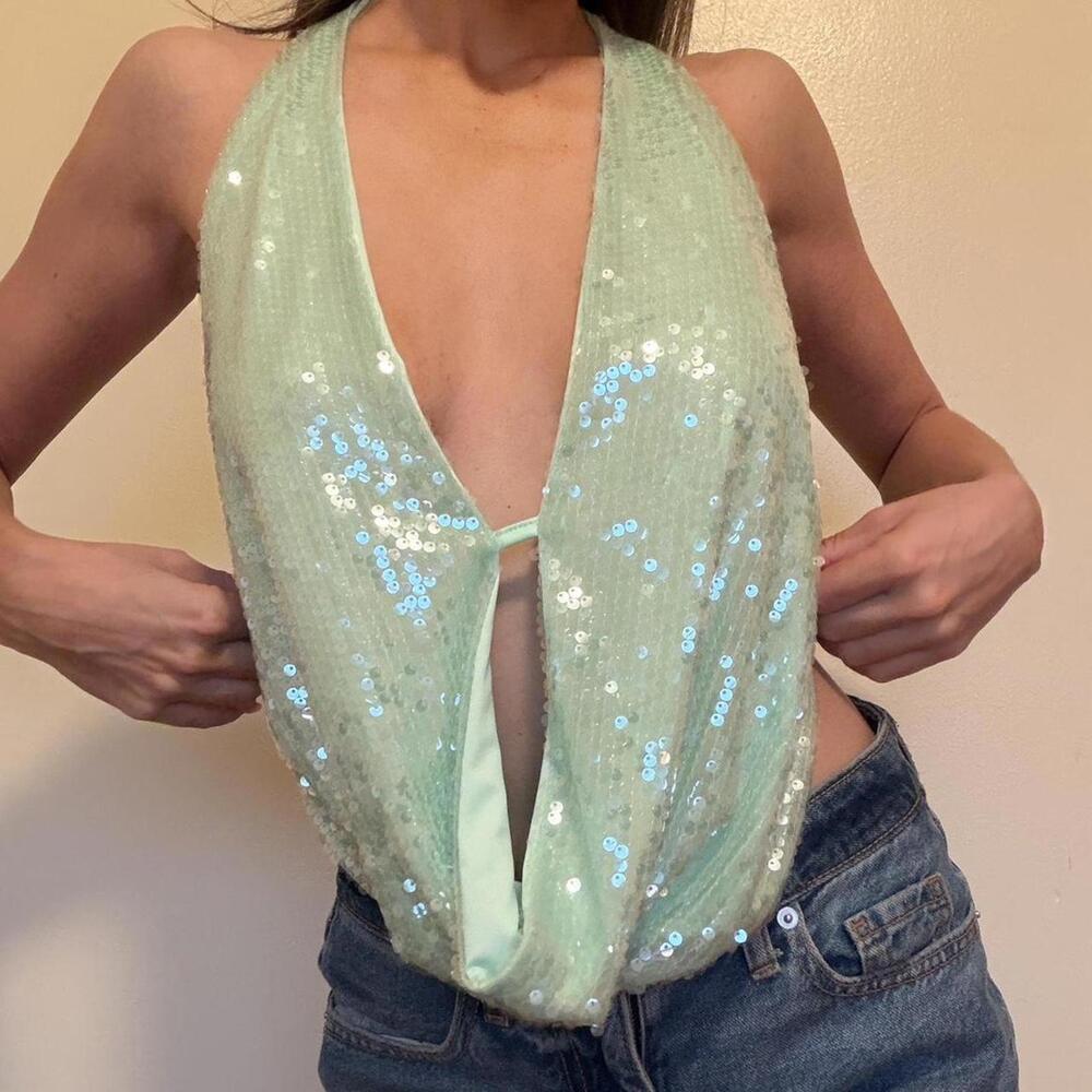 Sequin Backless Top